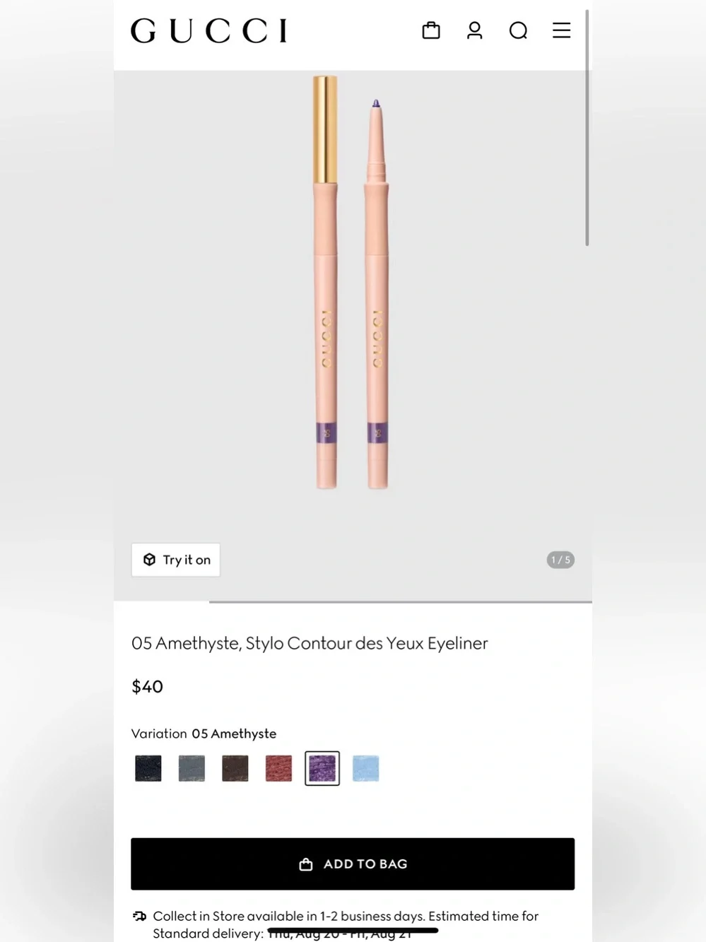 Gucci Amethyste Eye Stylo Contour Eyeliner - Purple & Blush Pink Packaging